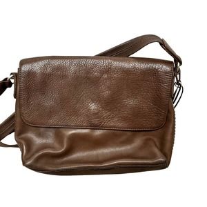 Rolfs Crossbody Bag Womens Leather Purse Adjustable Pebbled Snap Pockets Brown